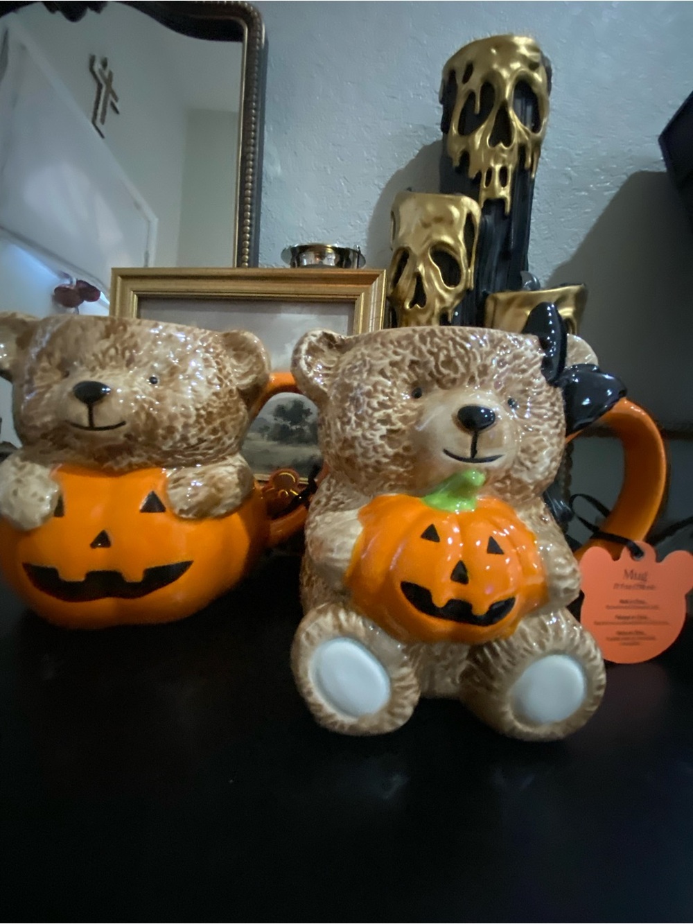 Cute Bear Pumpkin Halloween Mug Set - Brown & Orange